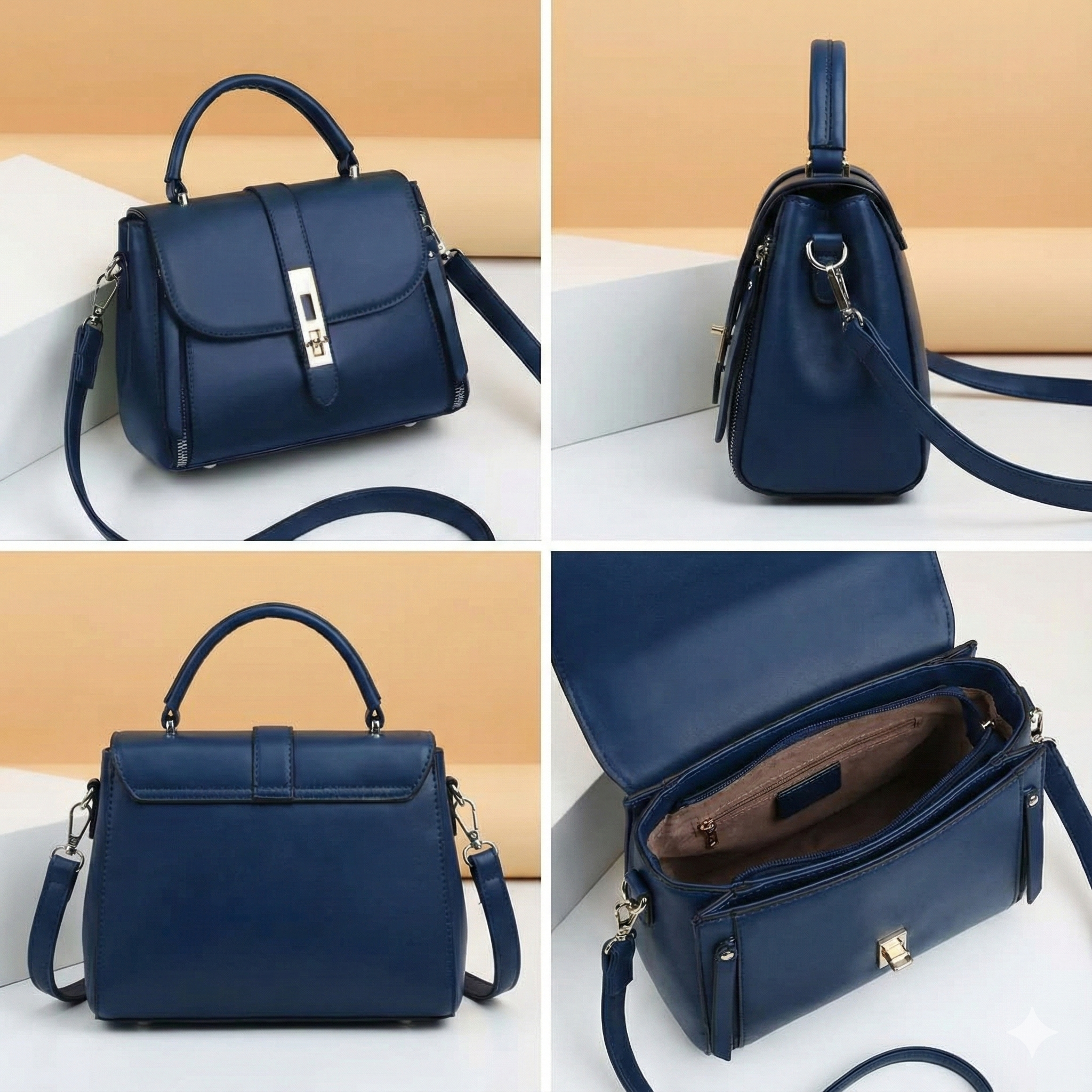 Blue PU Leather Crossbody Bag for Girls – Stylish 11-Inch Multipurpose Shoulder Bag