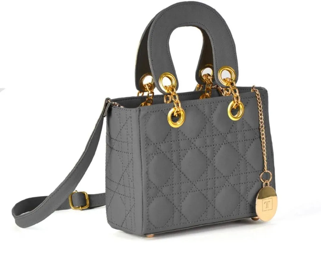 Multipurpose Grey Embroidered Rexine Crossbody Bag for Girls - Chic Shoulder Bag