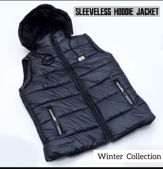 Men's Black Hooded Sleeveless Parachute Jacket - Style Meets Comfort