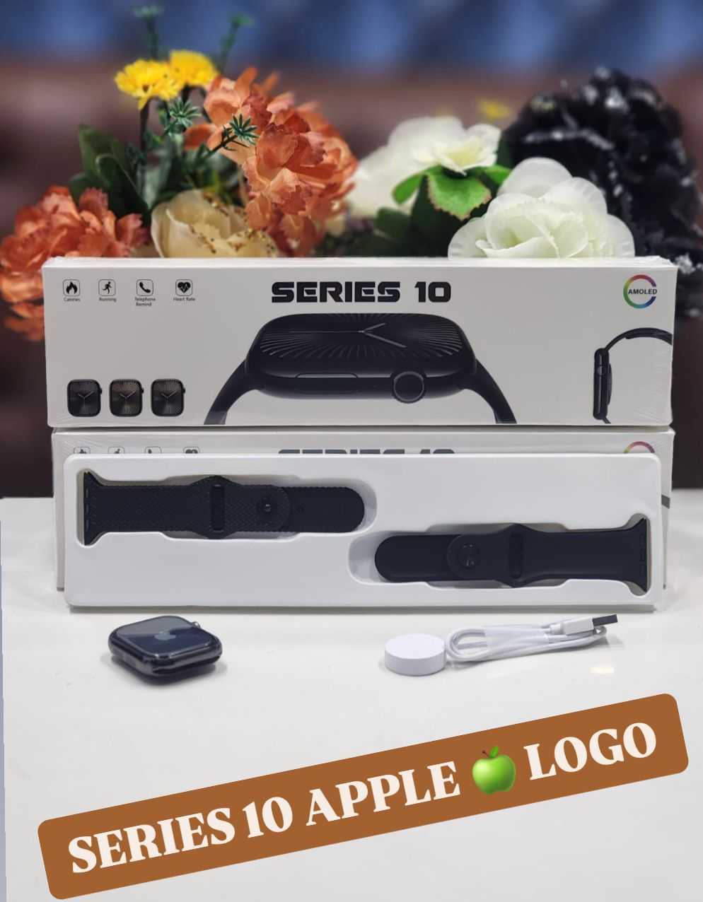 Series 10 Smartwatch with Apple-Style UI Logo & 2 Premium Straps