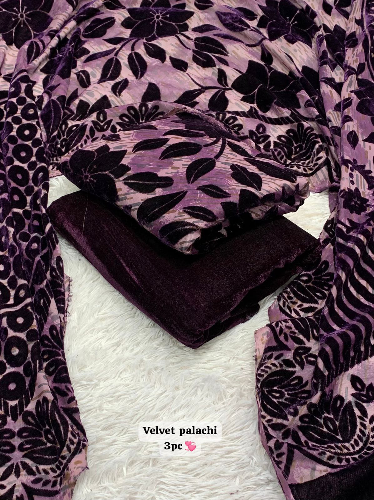 Luxury Velvet Plachi 3-Piece Suit – New Winter Collection Vol 5 (Guaranteed Quality)