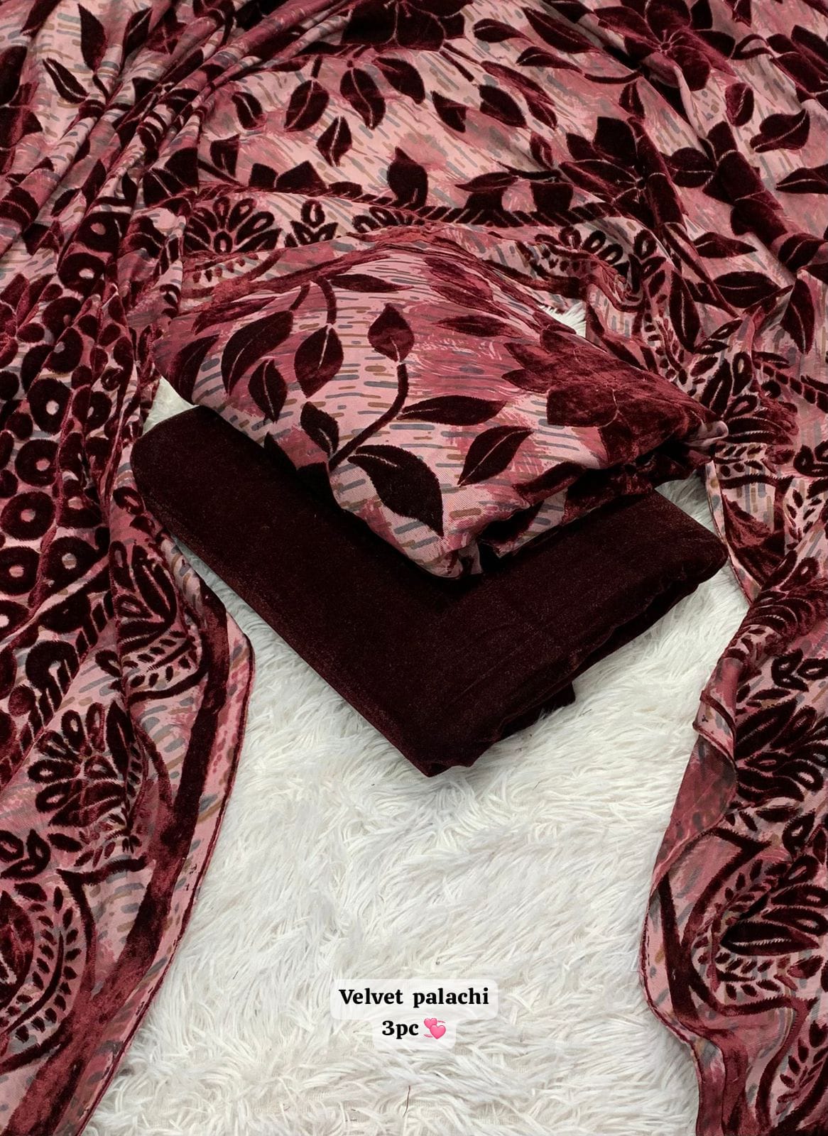 Luxury Velvet Plachi 3-Piece Suit – New Winter Collection Vol 5 (Guaranteed Quality)