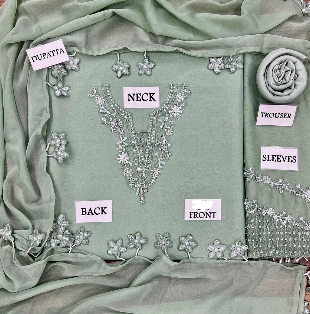 BAROQUE Chiffon Embroidered Sequin Luxury Unstitched 3PC Suit