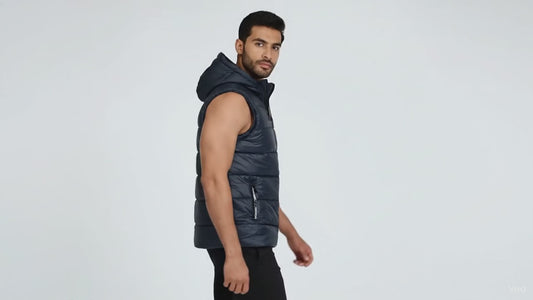 Men's Black Hooded Sleeveless Parachute Jacket - Style Meets Comfort